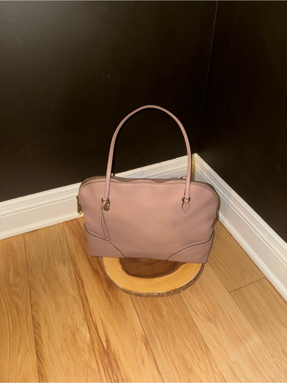 Gucci Bree Dome Tote Soft Pink Pebbled Leather Tote Handbag with Gold Hardware